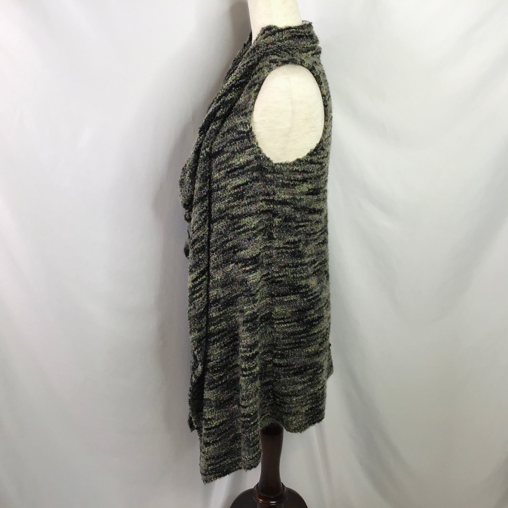 KNOX Rose Size XS Cardigan Vest Open Boho Duster Soft Boucle Gray Green Pink - Picture 3 of 10